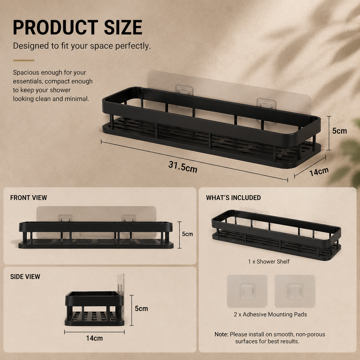 TIDORA™ No-Drill Shower Shelf