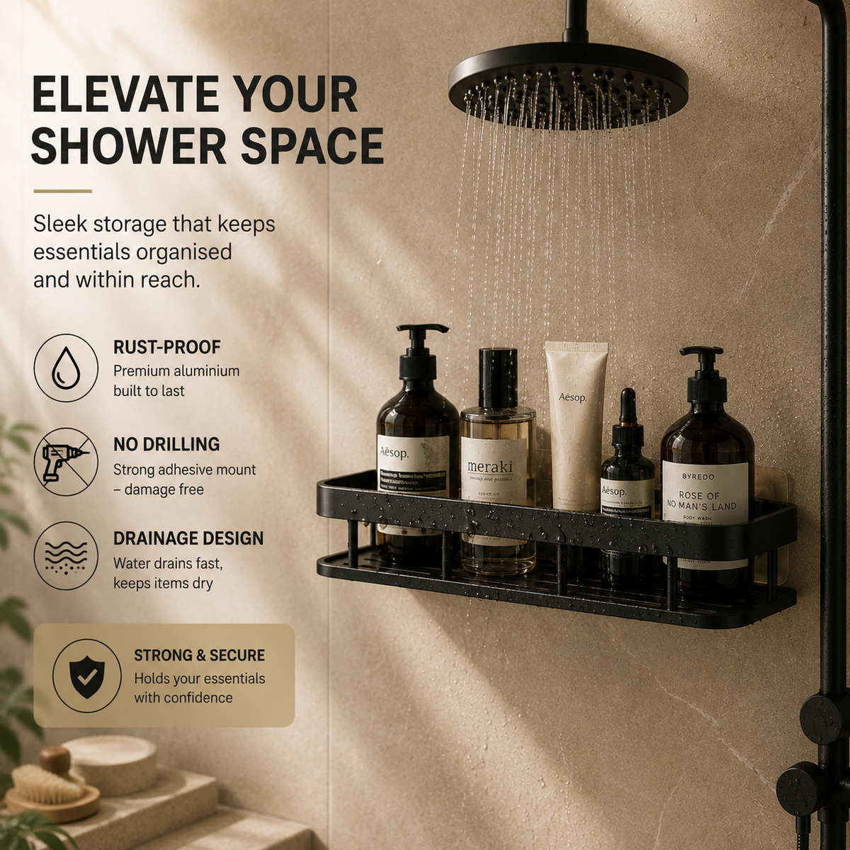 TIDORA™ No-Drill Shower Shelf