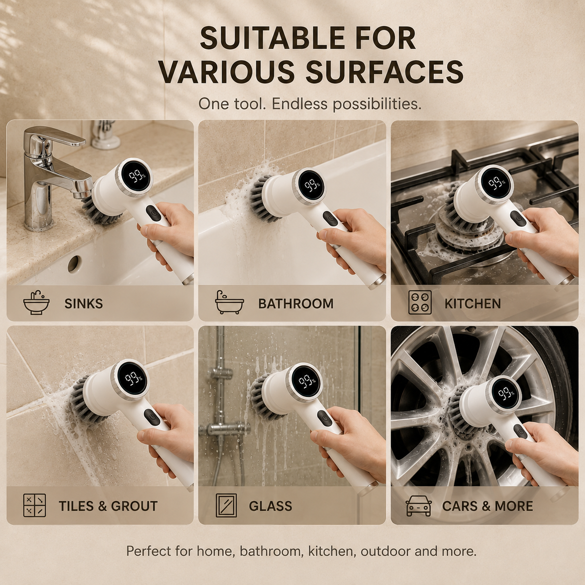 Tidora SpinScrub Pro™ Cordless Electric Scrubber