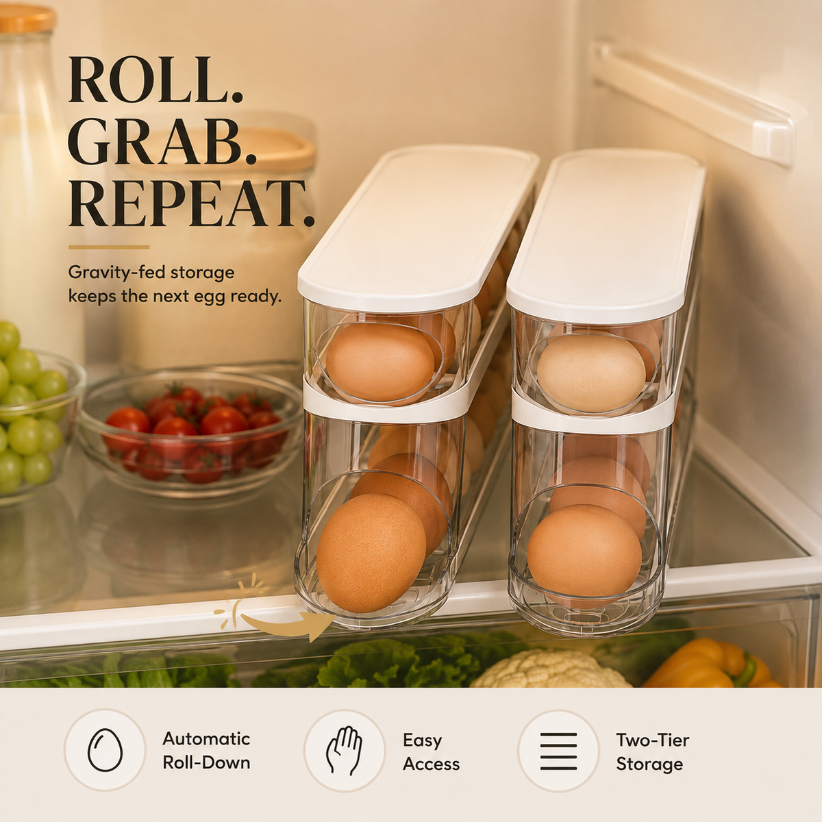 TIDORA™ Roll-Down Egg Organiser
