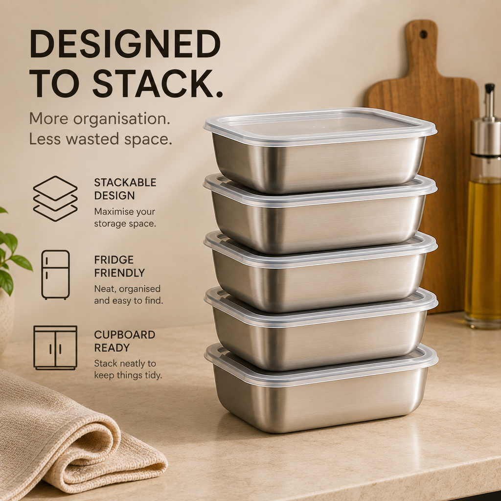TIDORA™ Stainless Steel Food Storage Set — 5 Piece