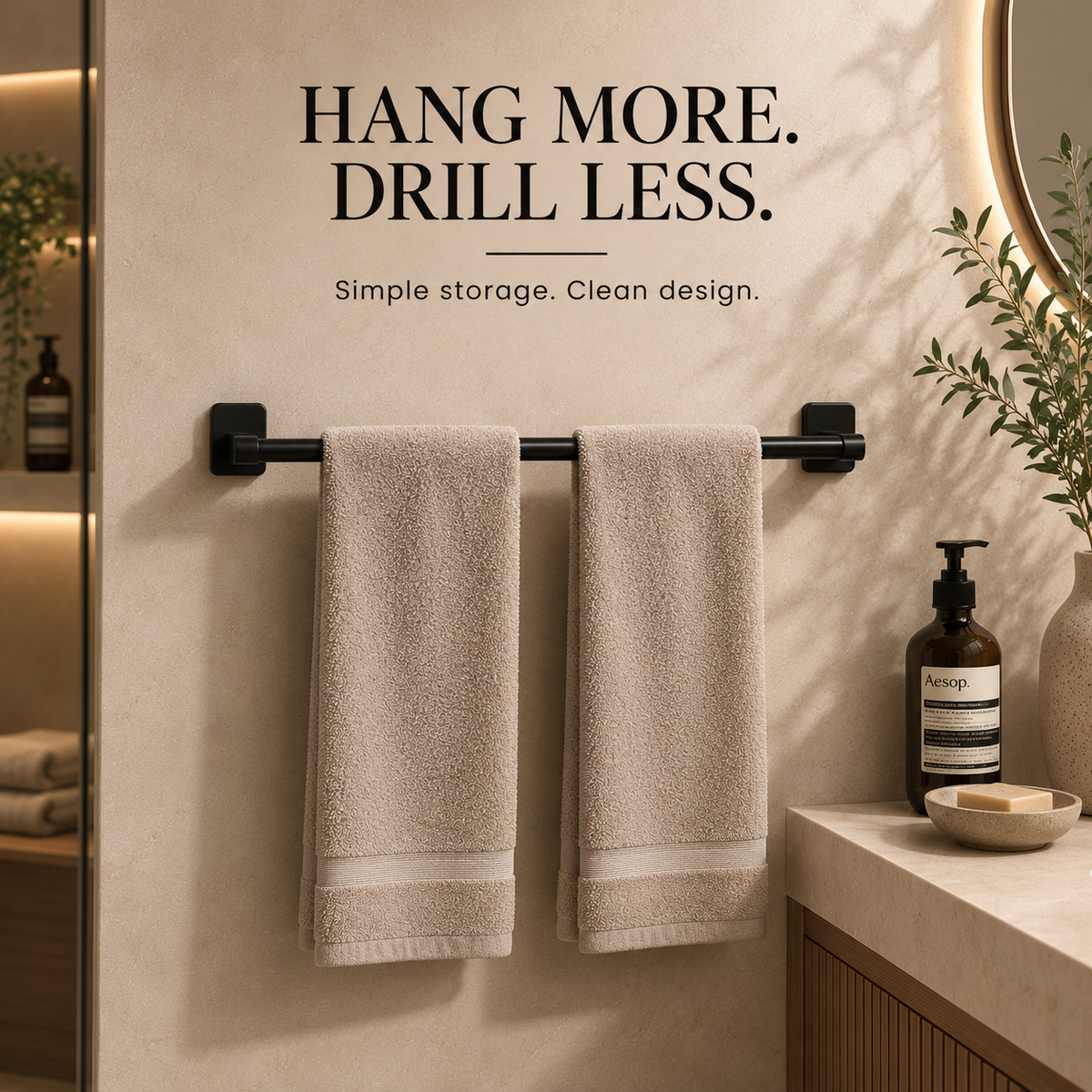 TIDORA™ No-Drill Towel Bar