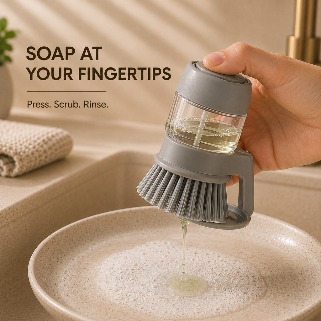 Tidora PressScrub™ Soap Dispensing Dish Brush