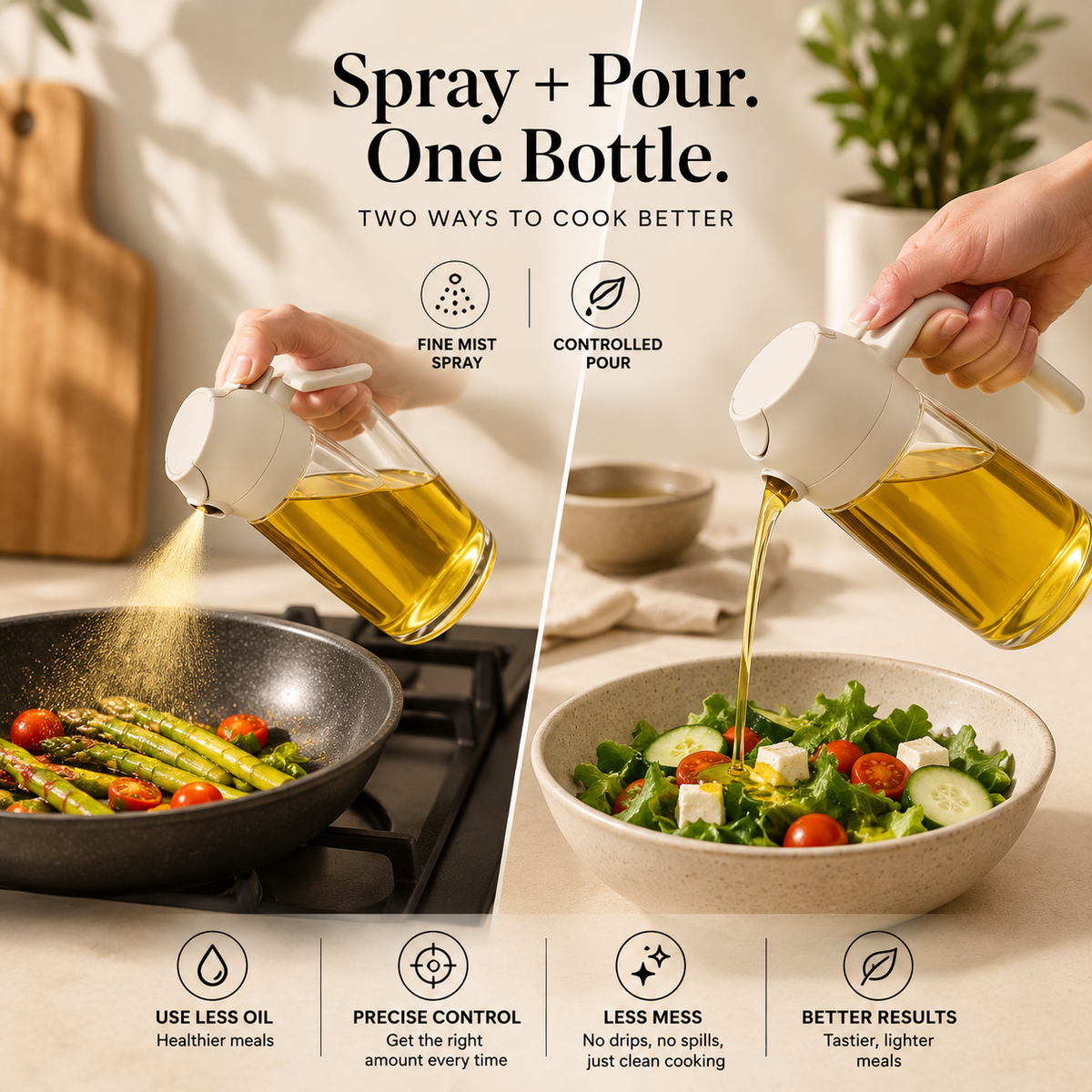 Tidora PourMist™ 2-in-1 Oil Sprayer & Dispenser