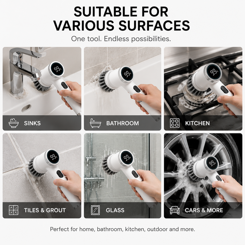 Tidora SpinScrub Pro™ Cordless Electric Scrubber